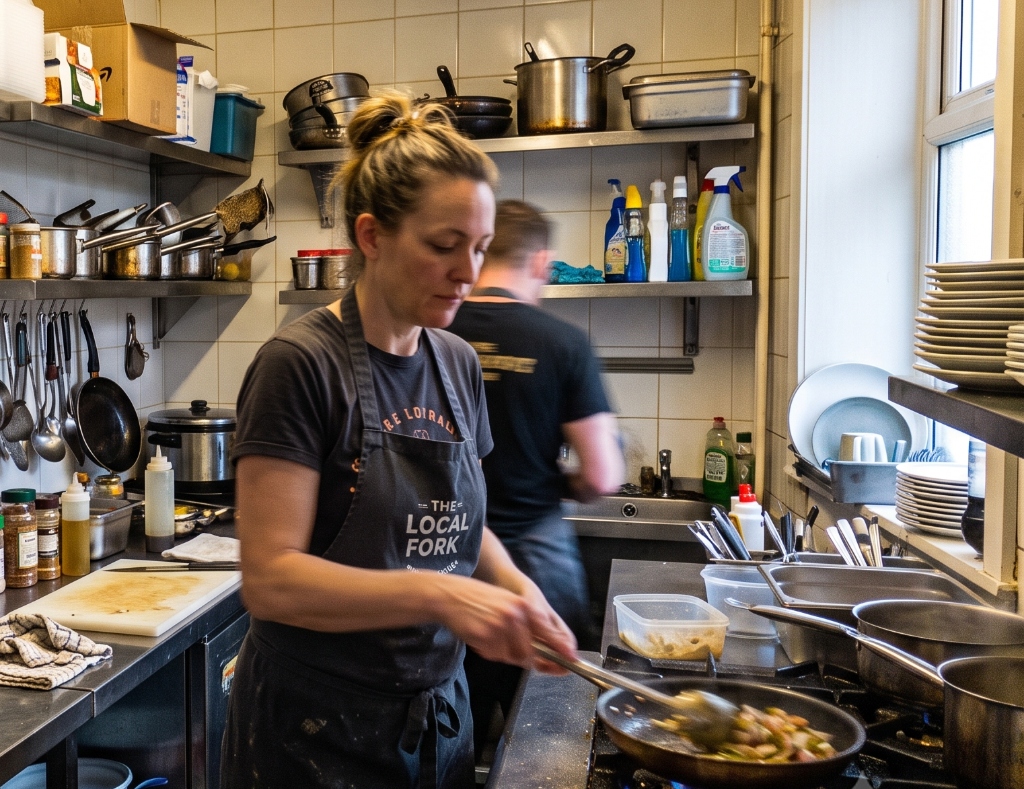 Kock Karin Lind i köket på Bistro Grön